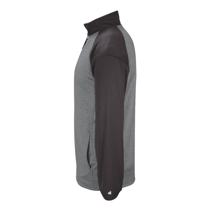 Badger Sport Heather Tonal Fleece 1/4 Zip Fleece Hood 4 Badger Sport Heather Tonal Fleece 1/4 Zip Fleece Hood - Image 2