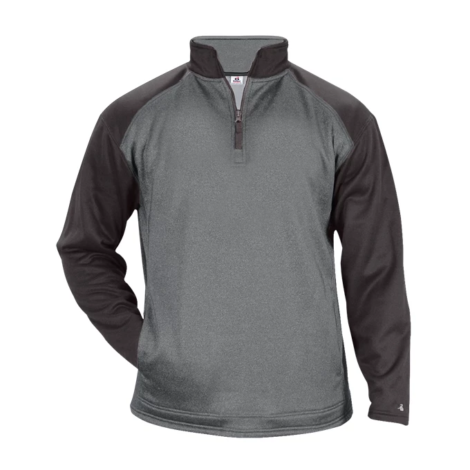 Badger Sport Heather Tonal Fleece 1/4 Zip Fleece Hood 3 Badger Sport Heather Tonal Fleece 1/4 Zip Fleece Hood