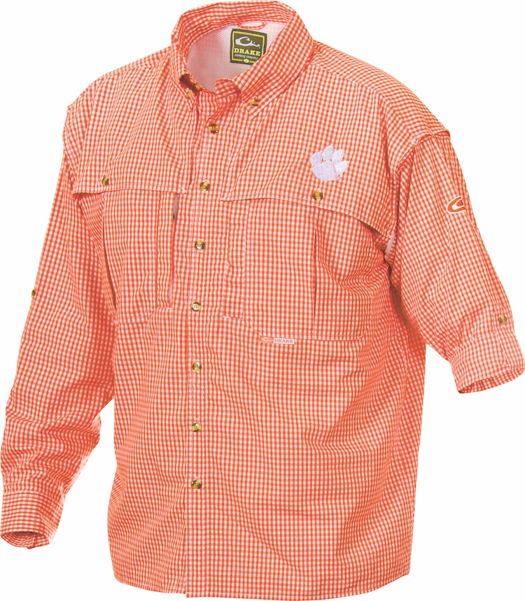 Drake Clemson Plaid Wingshooter's Shirt Long Sleeve 3 Drake Clemson Plaid Wingshooter's Shirt Long Sleeve