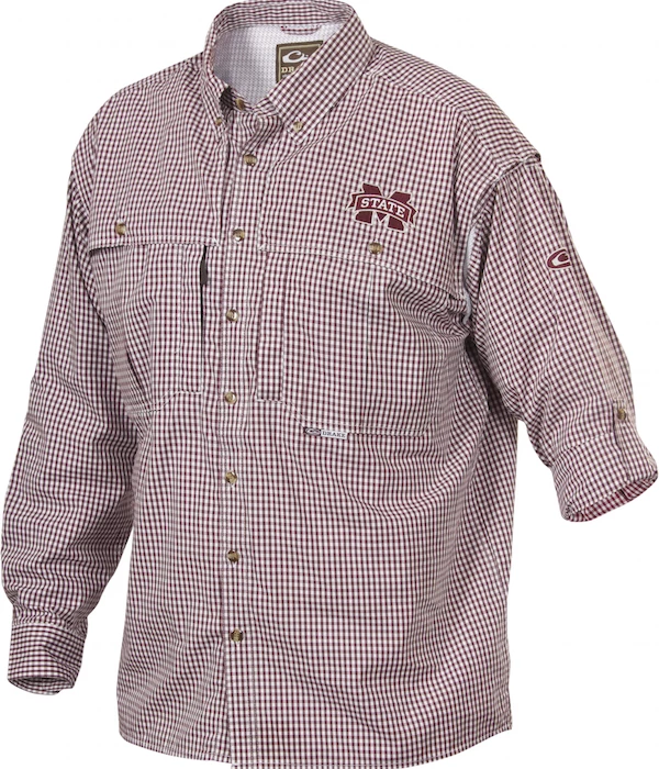 Drake Mississippi State Plaid Wingshooter's Shirt Long Sleeve 3 Drake Mississippi State Plaid Wingshooter's Shirt Long Sleeve
