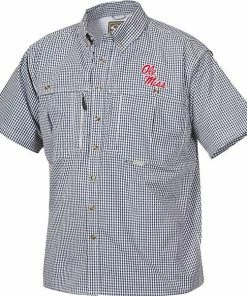 Drake Ole Miss Plaid Wingshooter's Shirt Short Sleeve