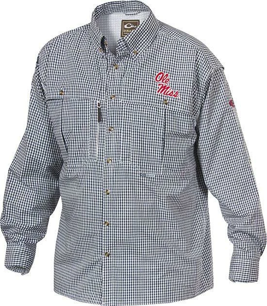Drake Ole Miss Plaid Wingshooter's Shirt Long Sleeve 3 Drake Ole Miss Plaid Wingshooter's Shirt Long Sleeve