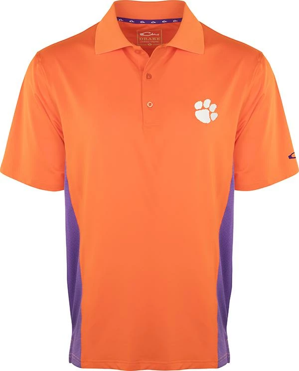 Drake Clemson Performance Stretch Polo With Mesh Sides 3 Drake Clemson Performance Stretch Polo With Mesh Sides